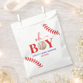 Bolsa De Papel Béisbol Oh Boy Brown White Baby Shower