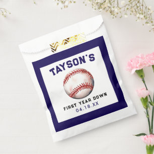 Bolsa De Papel Béisbol Primer Año Abajo Primer Cumpleaños