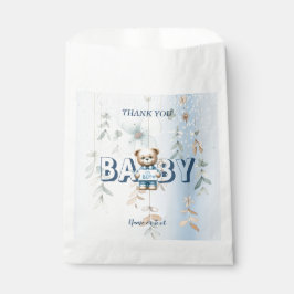 Bolsa De Papel Bello oso de peluche de Baby Shower azul floral he