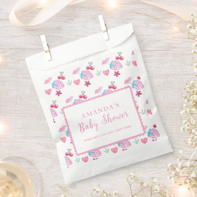 Bolsa De Papel Berry dulce dulce rosa Valentine Baby Shower (Cortado)