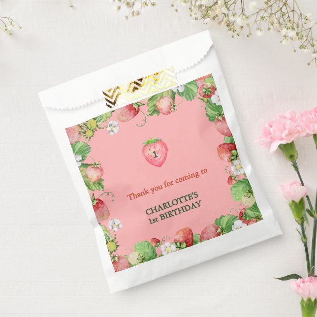 Bolsa De Papel berry dulce primer cumpleaños gracias (Sellado)