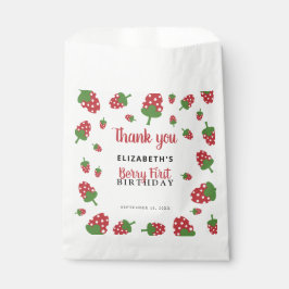 Bolsa De Papel Berry First Birthday Cute Strawberry Chica