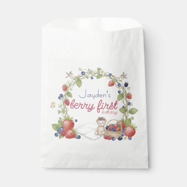 Bolsa De Papel Berry First Birthday Party (Anverso)