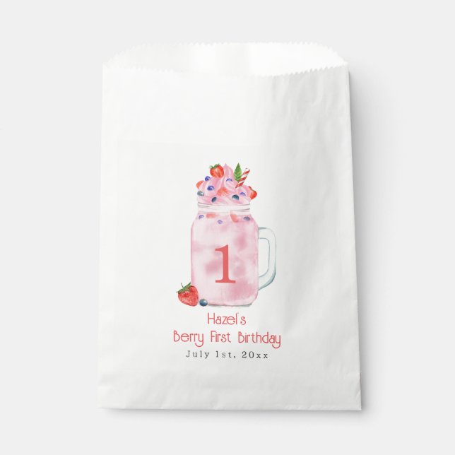 Bolsa De Papel Berry First Birthday Party Smoothie (Anverso)