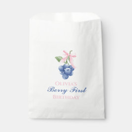 Bolsa De Papel Berry First blueberry cumpleaños Pink Bow Coquette