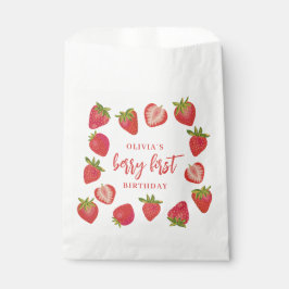 Bolsa De Papel Berry First Chicas fresa Cumpleaños Personalizado