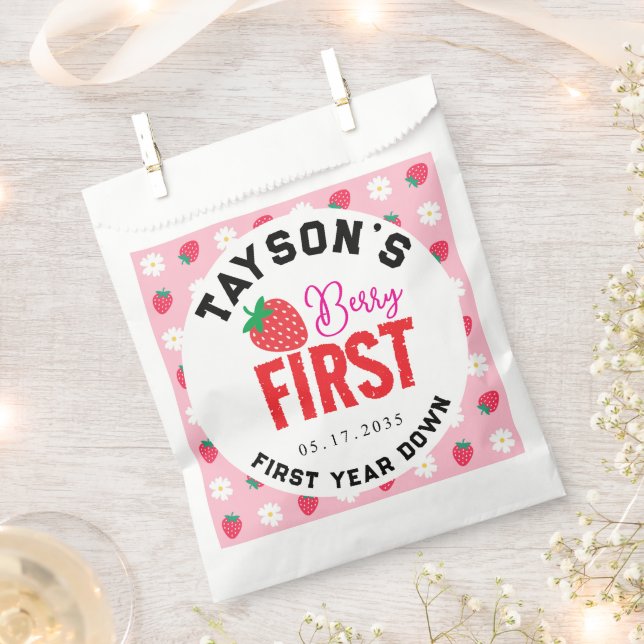 Bolsa De Papel Berry Primer cumpleaños primer cumpleaños fresa (Cortado)