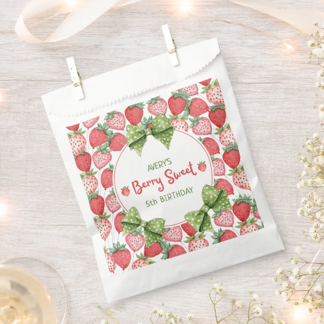 Bolsa De Papel Berry Sweet 5th Birthday Strawberry Party  (Cortado)