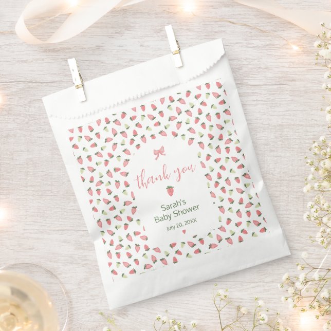 Bolsa De Papel Berry Sweet Strawberry Baby Shower Thank You (Cortado)