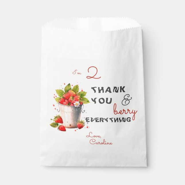 Bolsa De Papel Berry Sweet Strawbery Baby Girl Fiesta de Cumpleañ (Anverso)