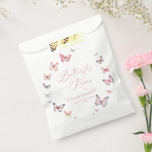 Bolsa De Papel Besos de mariposa y deseos de bebé Baby Shower ros