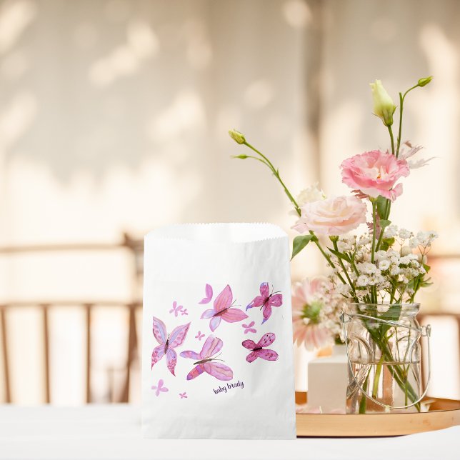 Bolsa De Papel Besos de mariposa y deseos de bebé | Mariposa rosa (Subido por el creador)