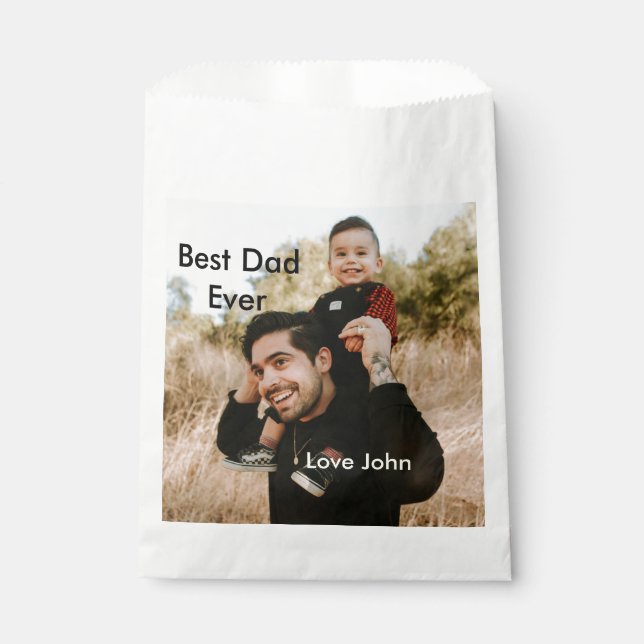 Bolsa De Papel Best dad ever father's dad gift photo name simple  (Anverso)