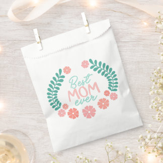 Bolsa De Papel Best mom ever text in floral frame