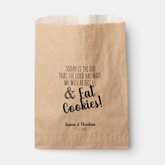 Bolsa De Papel Biblia cristiana versus Boda Cookie Buffet Bar (Anverso)