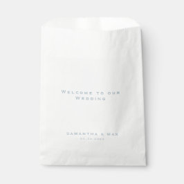 Bolsa De Papel Bienvenida a Boda blanco Icy Blue Text