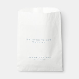 Bolsa De Papel Bienvenida a Boda blanco Icy Blue Text