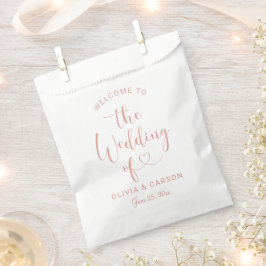 Bolsa De Papel Bienvenida a Boda Rosa Gold Heart Script