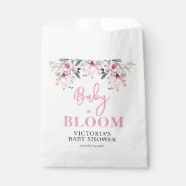 Bolsa De Papel Bienvenidos a Baby Shower con flores rosadas