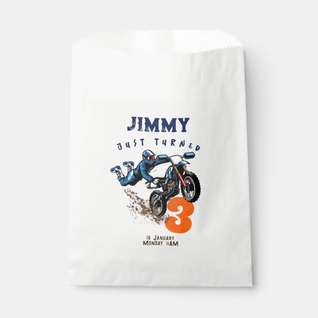 Bolsa De Papel Biker Kid Dirt Stunt Bike Birday (Anverso)