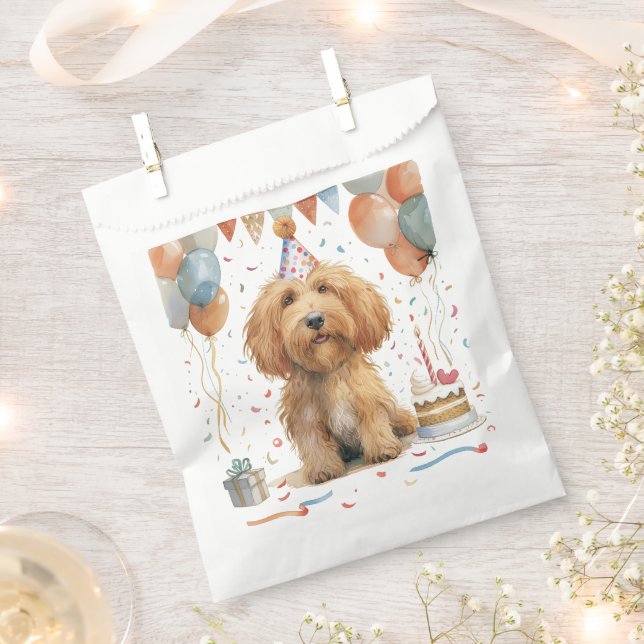 Bolsa De Papel Birthday Goldendoodle Dog (Cortado)