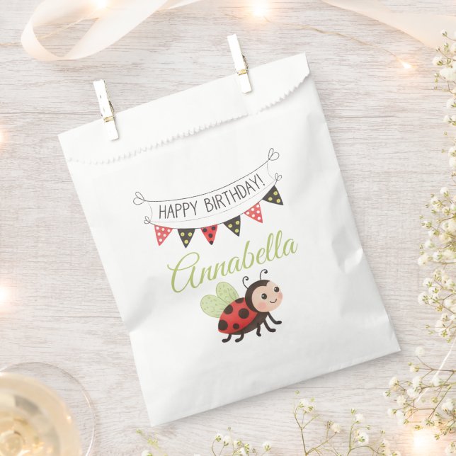 Bolsa De Papel Birthday Ladybug Treat Bag (Cortado)