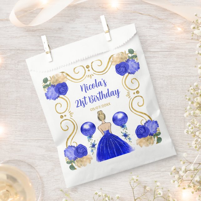 Bolsa De Papel Birthday Party Blonde Princess in Blue (Cortado)