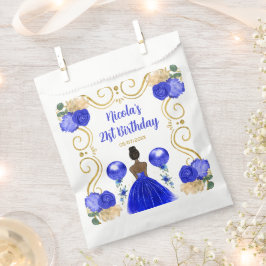Bolsa De Papel Birthday Party Dark Skin Princess in Blue