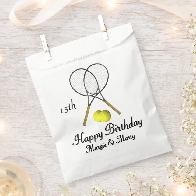 Bolsa De Papel Birthday Twins Tennis Sports Congratulations (Cortado)
