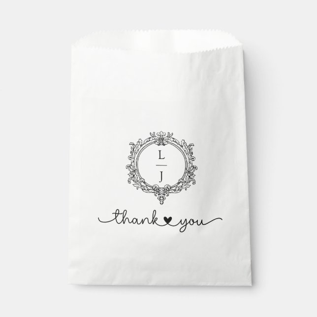 Bolsa De Papel black and white foliage Crest wedding invitation (Anverso)