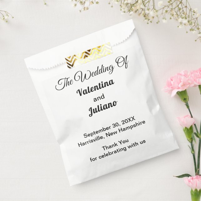 Bolsa De Papel Black and White Wedding Favor Bags (Sellado)