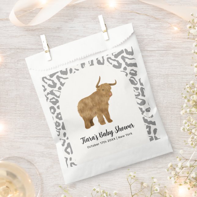 Bolsa De Papel Black Boho Arch Holy Cow Western Baby Shower (Cortado)