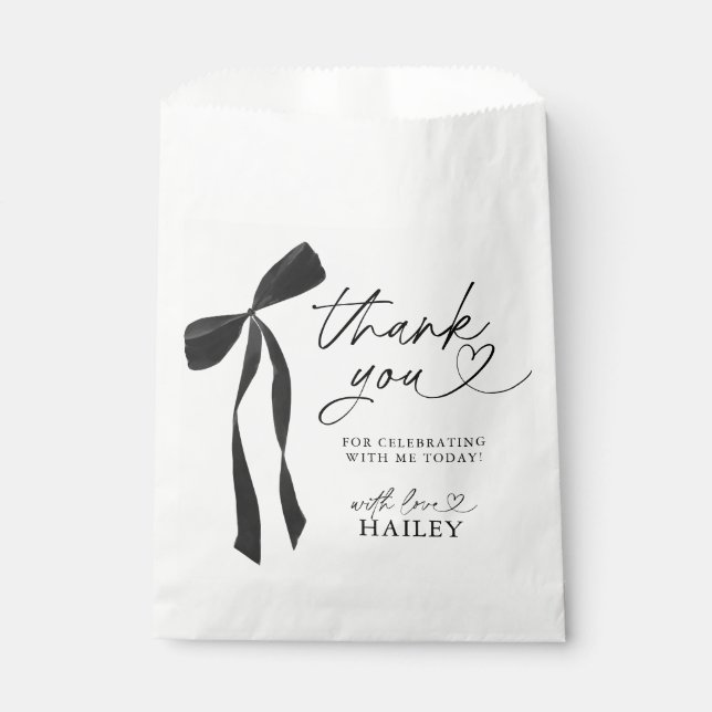 Bolsa De Papel Black Bow está atando la ducha nupcial (Anverso)