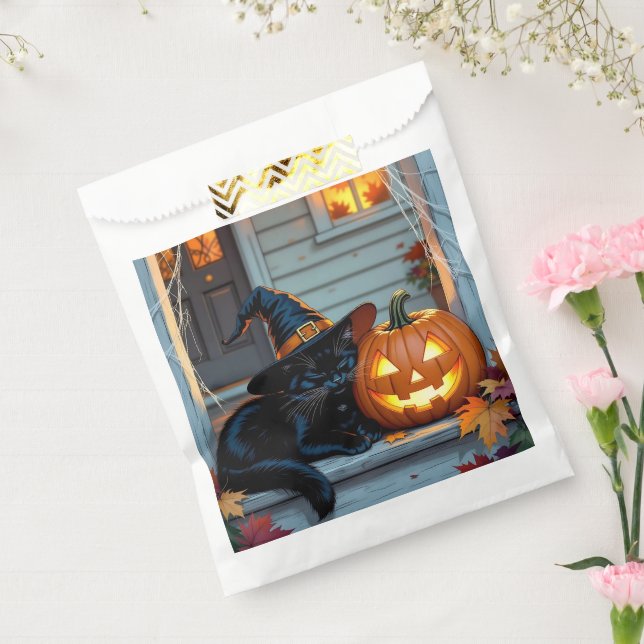 Bolsa De Papel Black Cat Halloween Pumpkin Carving Party (Sellado)