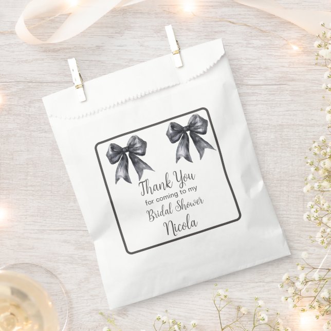 Bolsa De Papel Black Coquette Bow Bridal Shower (Cortado)