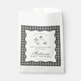 Bolsa De Papel Black Gingham Little Boo Ghost Baby Shower Dessert