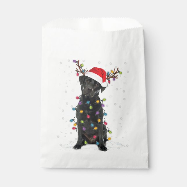 Bolsa De Papel Black Lab Labrador Árbol de Navidad Luz Pajama Per (Anverso)
