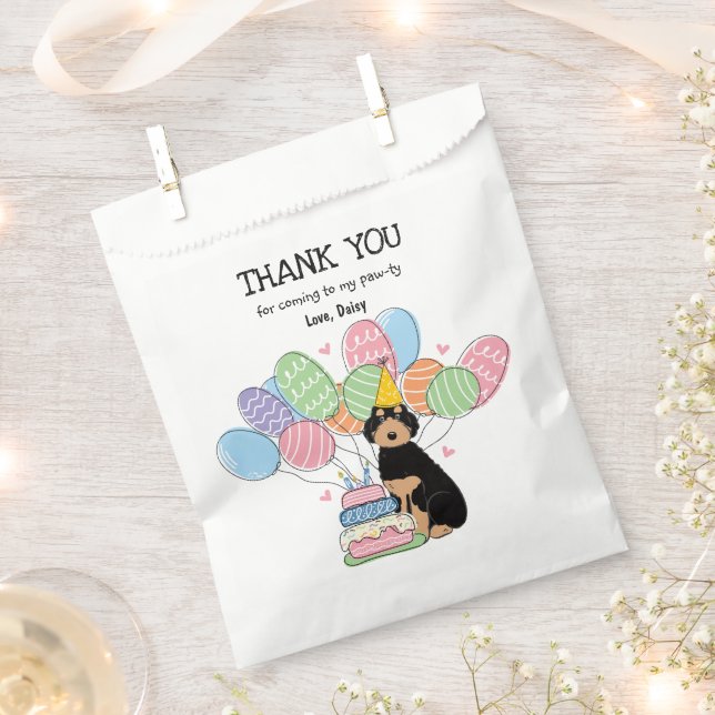 Bolsa De Papel Black Tan Aussiedoodle Cumpleaños Party Gracias (Cortado)