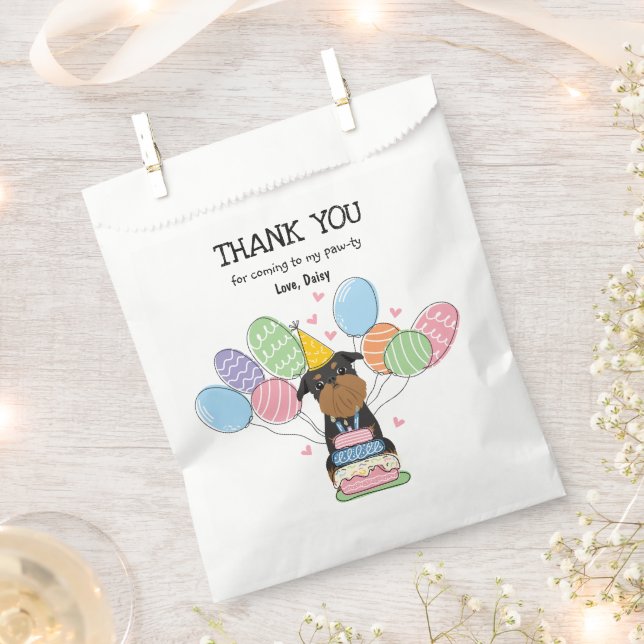 Bolsa De Papel Black Tan Brussels Griffon Birthday Party (Cortado)