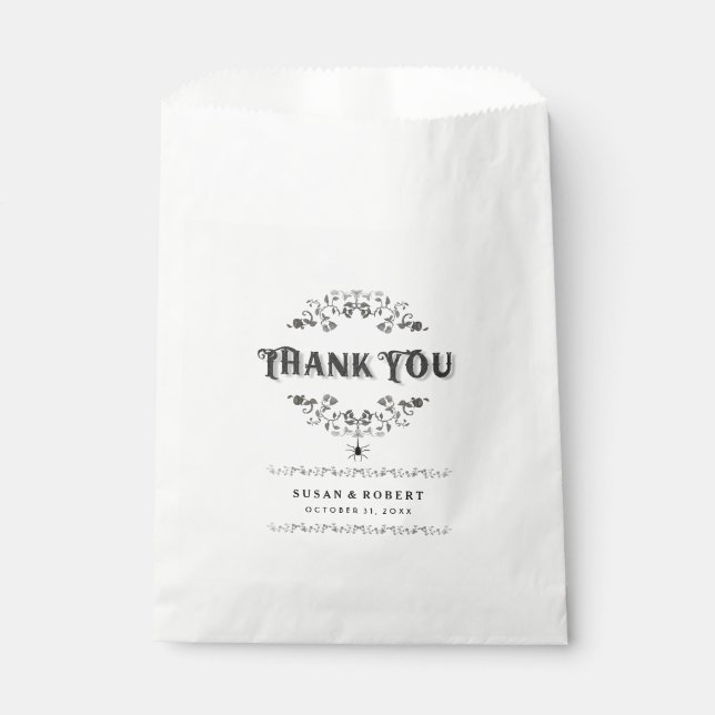 Bolsa De Papel Black & White Gracias Floral SPIDER Halloween (Anverso)