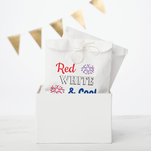 Bolsa De Papel Blanco Rojo y Guay 4 de Julio Cumpleaños (Fiesta)