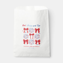 Bolsa De Papel Blanco Rojo y Tratamientos de Segundo Cumpleaños d