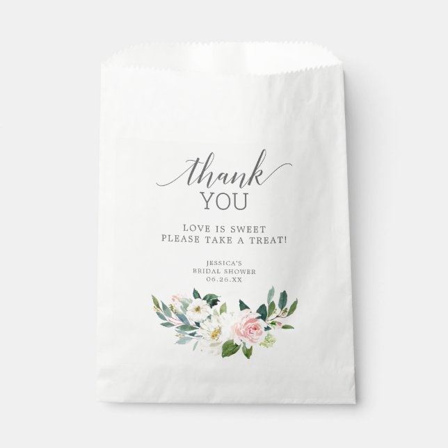 Bolsa De Papel Blooms Bridal Shower Favor Bolsa El amor es dulce (Anverso)