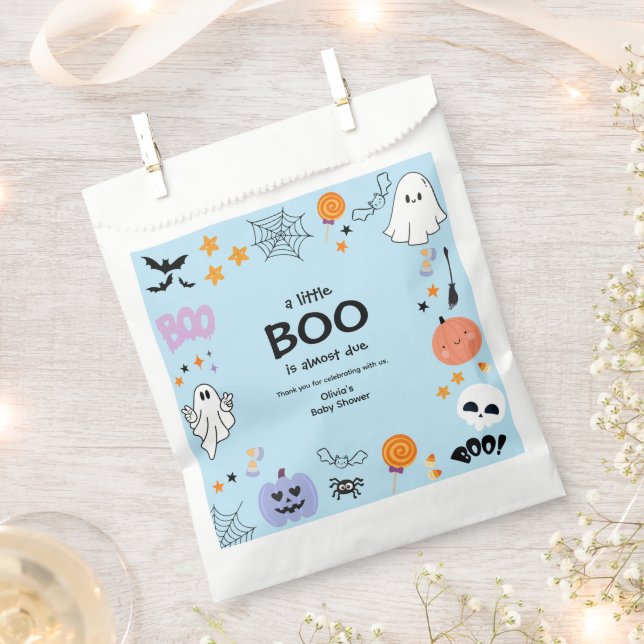Bolsa De Papel Blue A Little Boo Cum Ghost Halloween Baby Shower (Cortado)
