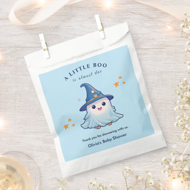 Bolsa De Papel Blue A Little Boo Halloween Baby Shower  (Cortado)