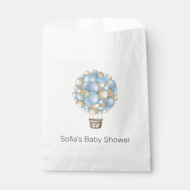 Bolsa De Papel Blue Air Balloon Boy Baby Shower (Anverso)