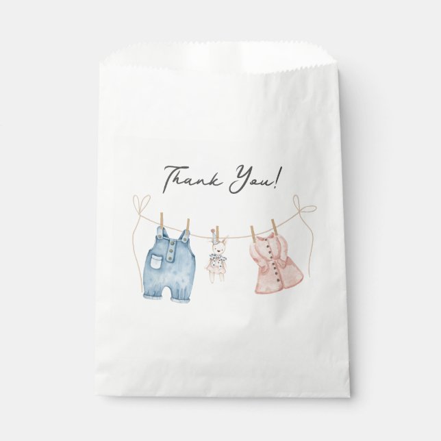 Bolsa De Papel Blue and Pink Watercolor Gender Reveal  (Anverso)