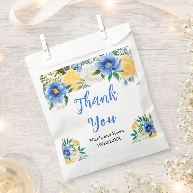 Bolsa De Papel Blue and Yellow Floral Wedding (Cortado)