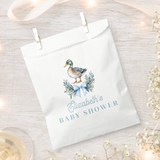 Bolsa De Papel Blue Baby Boy Mallard Duck Baby Shower (Cortado)