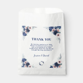 Bolsa De Papel Blue Baby-Q Rosa Floral Pastel BBQ Baby Shower